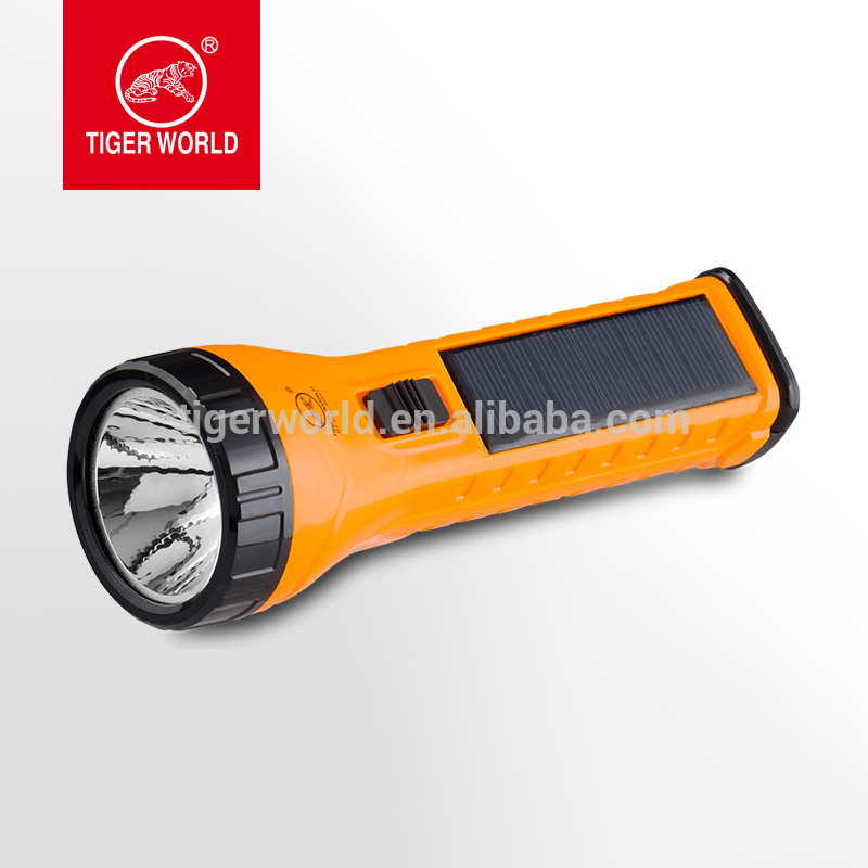 Tiger world lead-acid battery hand held torch light rechargeable solar led flashlight torch