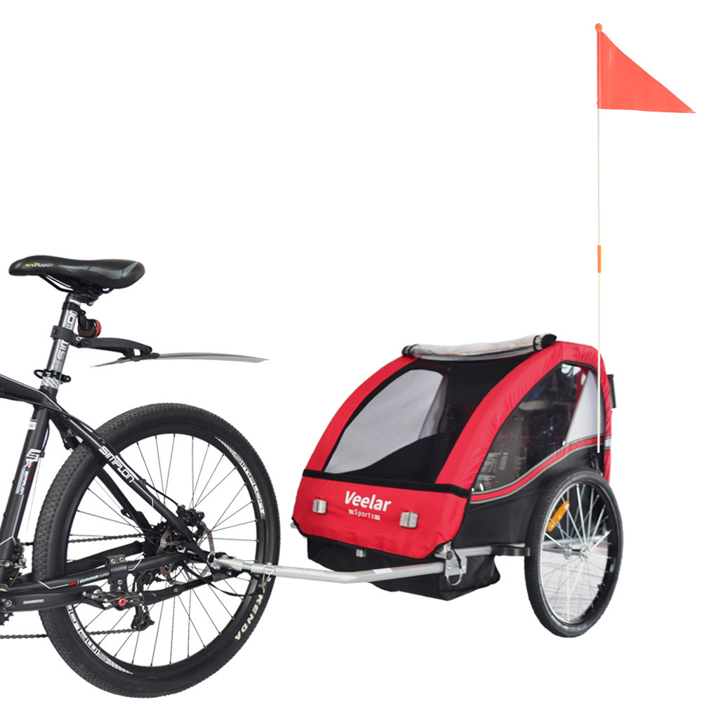 Bike Trailer for Toddlers, Kids, Single and Double Seat, 2-In-1 Canopy Carrier, Multiple Colors