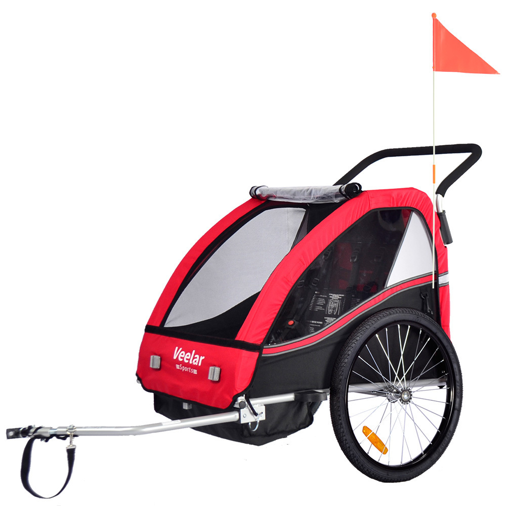 Bike Trailer for Toddlers, Kids, Single and Double Seat, 2-In-1 Canopy Carrier, Multiple Colors