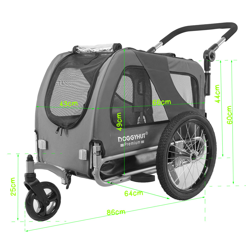 Pet Bicycle Trailer For Dogs and Cats Medium large size dog trailer can use as pet stroller 2  in 1 version