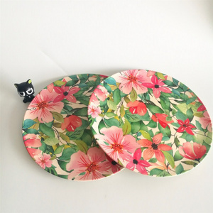 Wholesale custom round reusable eco friendly bamboo fiber plastic dinner plate dishes