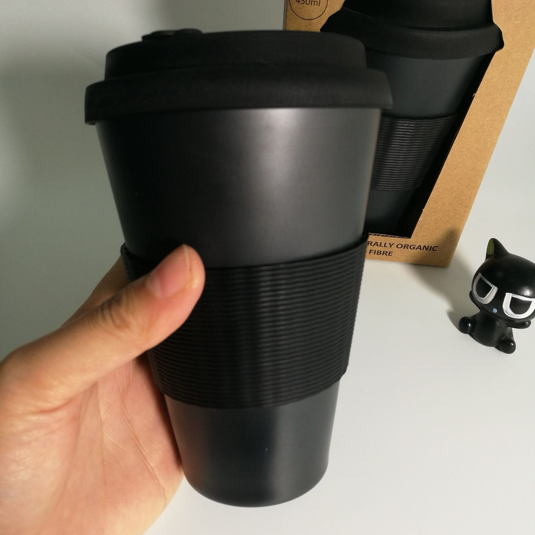 Customized Design Eco-friendly Reusable Degradable Bamboo Black Coffee Cup With Silicone Lid