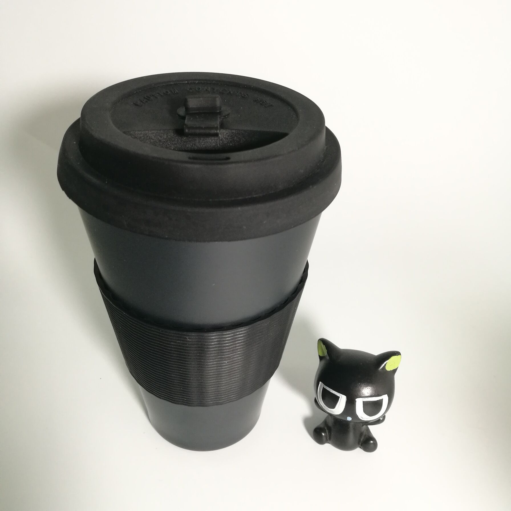 Customized Design Eco-friendly Reusable Degradable Bamboo Black Coffee Cup With Silicone Lid