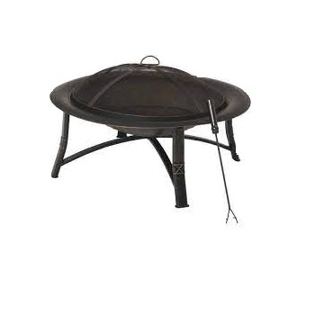 Black Metal Fire Pit BBQ Grill Outdoor Wood Burning Steel Log Firepit for Camping Grilling Smores Yard Cooking Outside