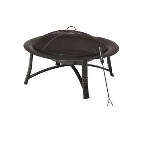 Black Metal Fire Pit BBQ Grill Outdoor Wood Burning Steel Log Firepit for Camping Grilling Smores Yard Cooking Outside