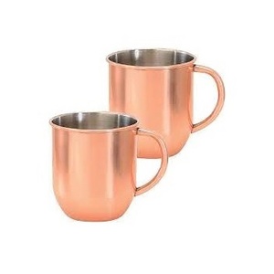 Set of Two Copper Plating Gold Handles Copper Cups Stainless Steel Heat Insulation Copper Moscow Mule Mugs