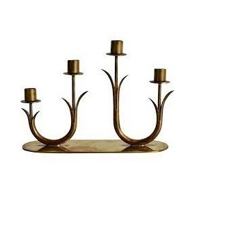 Shiny Polished Table Top Candle Holder Decorative Pillar Gold Finishing Candelabra for Lightning Home and Interior