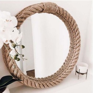 Best Sale Twisted Rope Nautical Hampton Coastal Round Rope Wall hanging Mirror Luxury Hotel Bathroom Decorative Mirror