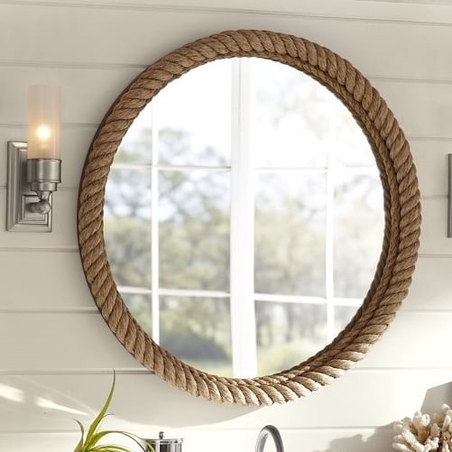 Best Sale Twisted Rope Nautical Hampton Coastal Round Rope Wall hanging Mirror Luxury Hotel Bathroom Decorative Mirror