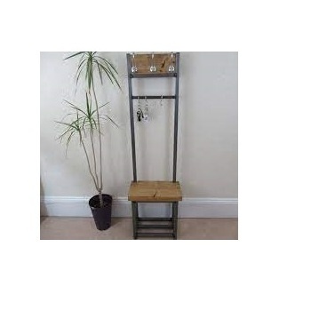 Antique Finished Industrial Metal Coat Hanger Stand with Self Rustic metal Frame Multifunctional Usage for Home Interior