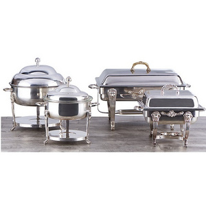 Stainless Steel Antique Finished Catering Service Chafing Dish with Stand Buffet Food Warmer Pot Dinner Table Serving Dishes