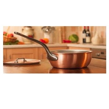 Glossy Polished Fry Pan Cooking Pot with Brass Handles Kitchen Ware Stainless Steel Inner Coating Metal Cookware Sets