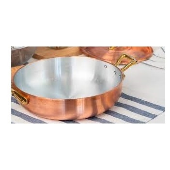 Shiny Polished Nonstick Fry Pan Cooking Pot with Brass Handles Kitchen Ware Stainless Steel Inner Coating Metal Cookware Sets