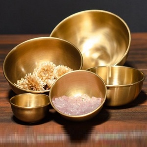 Restaurants and Hotel Metal Mixing Bowls Medium Size Gold Antique Finishing Fruit and Vegetables Salad Serving Bowl