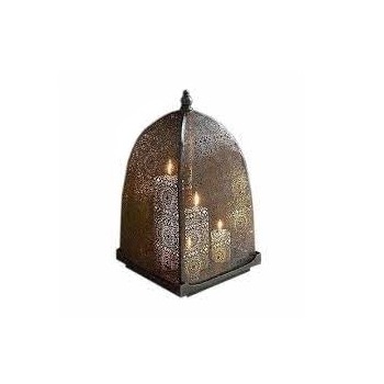 Hand Crafted Gold Finished Metal Lantern Tableware Classic Lantern Ramadan Home Decoration Candle Light Lamp