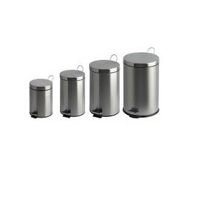 Set of Four Glossy Metal Trash Can Office Unique Style Waste Bin Stainless steel Metal Recycle kitchen Garbage Bin