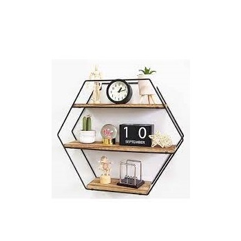 Multilayer Wall Mounted Boutique Shoe Store Display Racks for Shop Metal Wall Rack with Wood Shelves