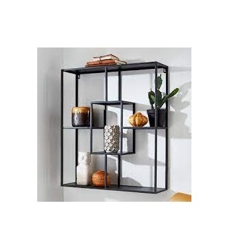 Multilayer Wall Mounted Boutique Shoe Store Display Racks for Shop Metal Wall Rack with Wood Shelves