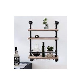 Multilayer Wall Mounted Boutique Shoe Store Display Racks for Shop Metal Wall Rack with Wood Shelves