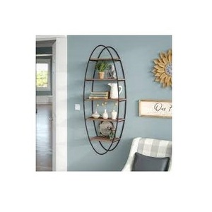 Oval Shape Creative Wall Mounted Storage Rack Handcrafted Living Room Bedroom Shelves Metal Vases Holder for Home Decoration