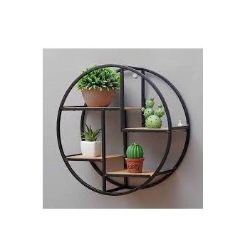 Oval Shape Creative Wall Mounted Storage Rack Handcrafted Living Room Bedroom Shelves Metal Vases Holder for Home Decoration