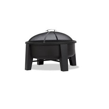 Black Metal Outdoor Heavy Round Wood Burning Firepit with Fire Poker Stick Multi Functional Metal Solid Round Fire Pit