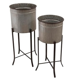 Home Garden Decorative Pot Planter 2023 Trending Galvanized Steel Planters Bucket For Greenery Decent Planters