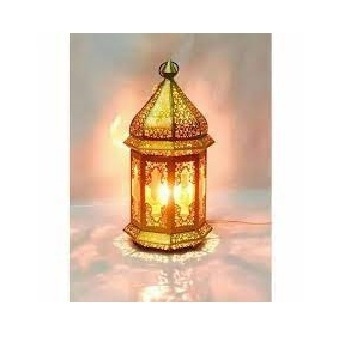 Ramadan Festival Decoration Gold Finished Moroccan Lantern Tableware Classic Lantern Hand Crafted Metal Lantern