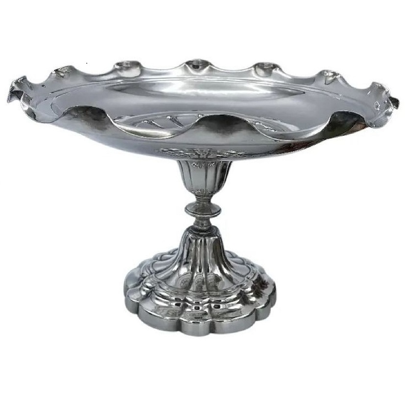 Aluminum Plated Cake Stand With Standing Base With Antique Finishing Cake Holder Metal Stand For Cake