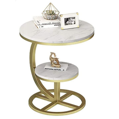 Glossy Gold Finished Metal Side Table Multi Purpose End Table Luxurious Design Homes & Offices Furniture