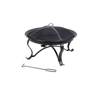 Classic Metal Fire Pit BBQ Grill Outdoor Wood Burning Steel Log Firepit for Camping Grilling Smores Yard Cooking Outside