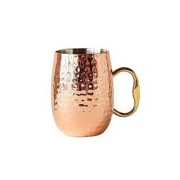 Set of Four Smooth Texture Gold Finished Copper Handle Coffee Mug Pure Copper Moscow Mule Mug  with Good Manufacturing