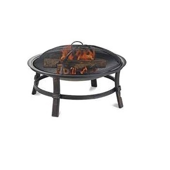 Wood Burning Steel Log Firepit Black Metal Fire Pit BBQ Grill Outdoor Camping Grilling Smores Yard Cooking