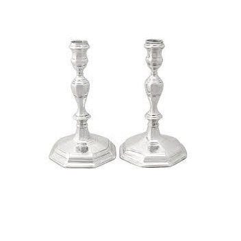 Set of Two Table Top Candle Holder Decorative Pillar Silver Stand Custom Shape Candelabra for Lightning Home