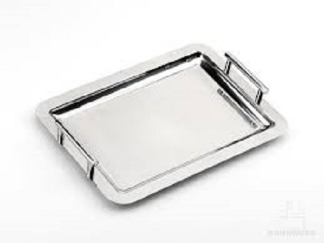 Stainless Steel Tray Tabletop Decorative Silver Metal Rectangular Shape Metal Serving Tray Serving Drinks and Snacks