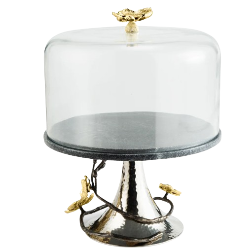 Aluminum Cake Stand With Standing Base Glass Dome Lid Birthday Party Modern Finishing Cake Holder Metal Stand For Cake