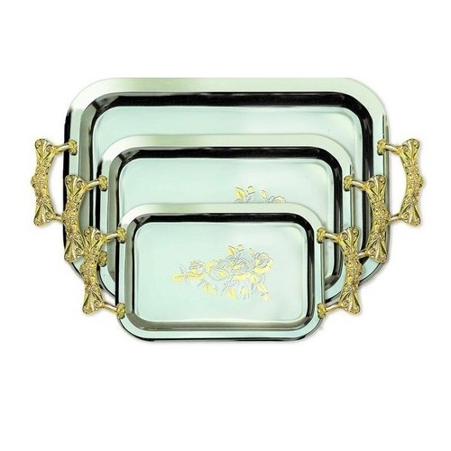 Oval Shape Aluminum Tray Farmhouse Storage Holder Metal Round Serving Tray For Home Storage & Organization Food Tray