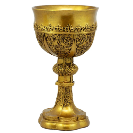 Engraved Design Chalice Indian Manufacturing Royal Religious Metal Cup with Stand Wine Metal Glass Goblet