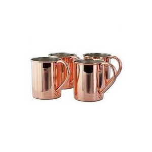 Set of Four Smooth Texture Gold Finished Copper Handle Coffee Mug Pure Copper Moscow Mule Mug  with Good Manufacturing