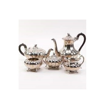 Luxury Hotel Restaurant Simple Design Metal Tea Set Antique Finishing Catering Serving Pots Arabic Tea Pot Kettle Set