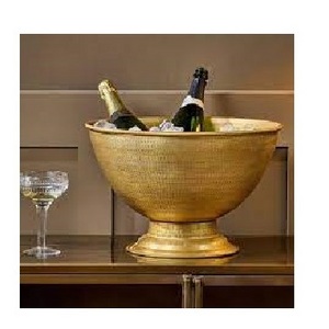 Gold Antique Finished Champagne Punch Bowl Indoor Outdoor Bar Craft Custom Bar Accessories Steel Metal Bowl