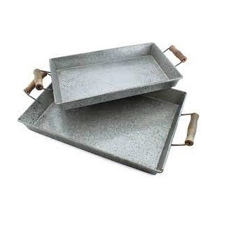 Latest Style Shiny Polished Tabletop Decorative Stainless Steel Rectangular Shape Metal Serving Tray