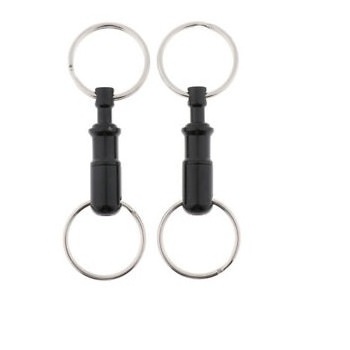 Set of Two Black Colored Ring Shaped 3D Design Best Metal Keychains Wholesaler Personalized Car Bike Metal Keychain