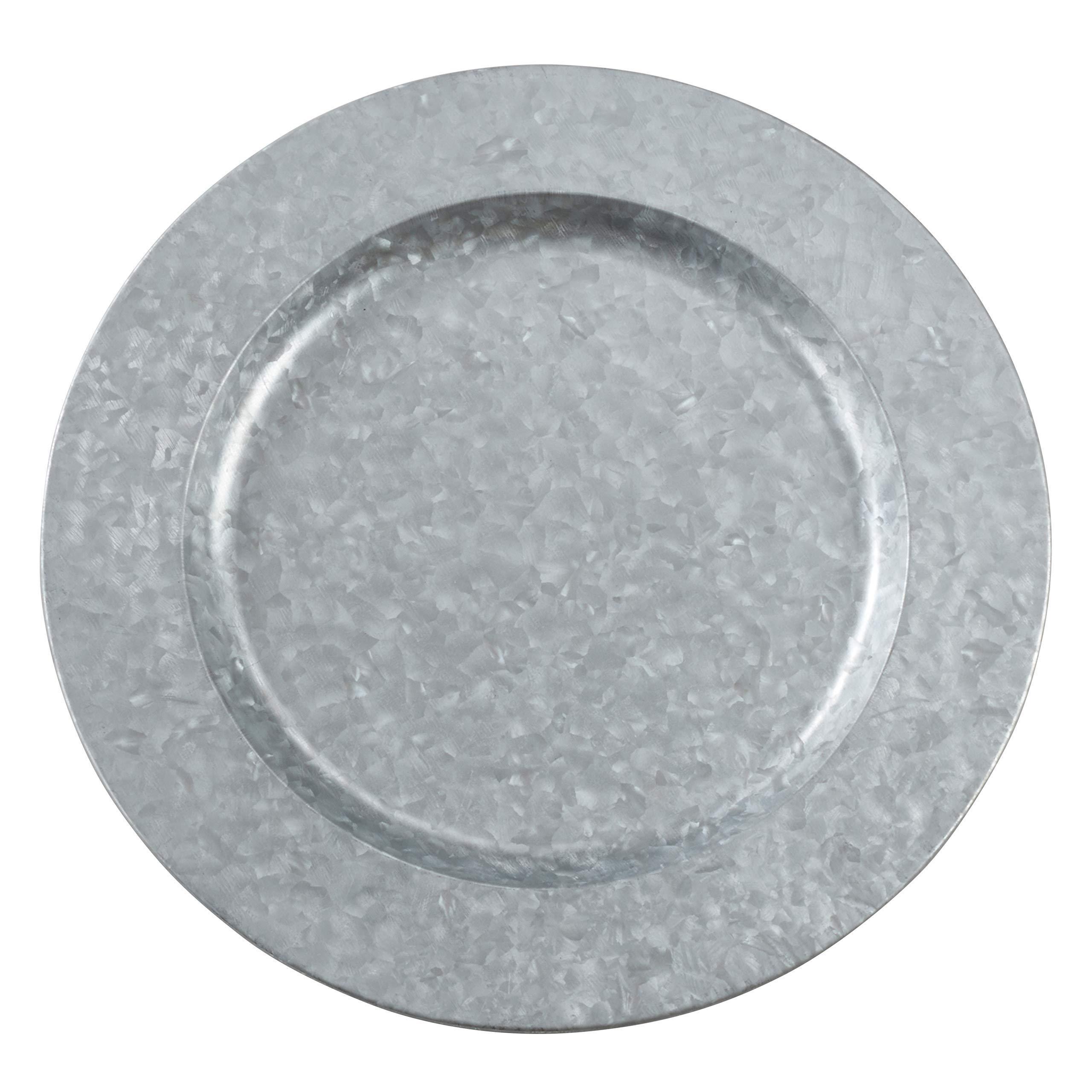 Dinnerware Galvanized Finished Distressed Metal Charger Plates Farmhouse Classic Round Charger Plate