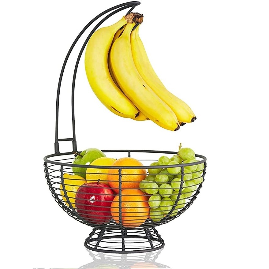 Wholesale Decorative Iron Metal Countertop Fruit Basket Use at Home Kitchens for Storing Fresh Fruits and Vegetables