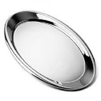 Oval Stainless Steel Serving Tray Tabletop Decorative Galvanized Metal Customized Shape Metal Serving Tray Serving Drinks