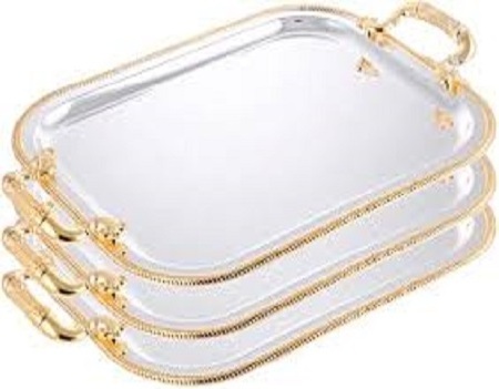 Oval Stainless Steel Serving Tray Tabletop Decorative Galvanized Metal Customized Shape Metal Serving Tray Serving Drinks