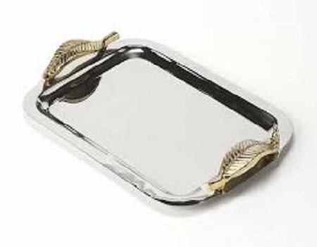 Oval Stainless Steel Serving Tray Tabletop Decorative Galvanized Metal Customized Shape Metal Serving Tray Serving Drinks