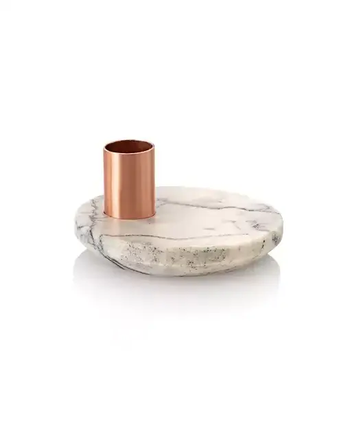 Marble and Copper Offset Candle Stick Holder for Wedding Sustainable Quality Metal Candle Holder with Customized Shape