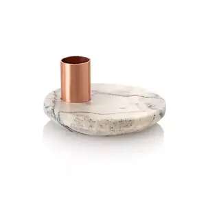 Marble and Copper Offset Candle Stick Holder for Wedding Sustainable Quality Metal Candle Holder with Customized Shape